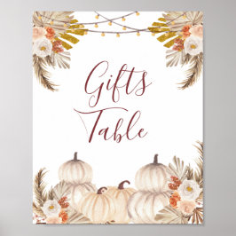 Tafelschild mit Weißcreme Pumpkin Floral Poster