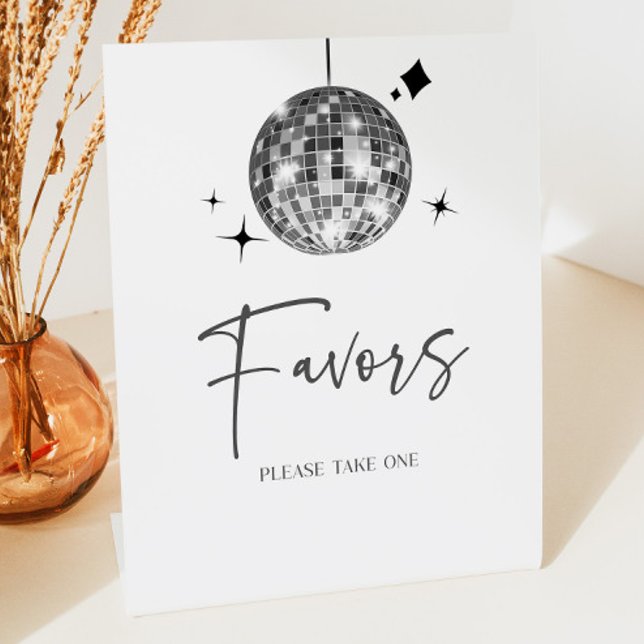 Tafelsignatur für Silber-Disco-Ball-Gastgeschenke Sockelschild (Von Creator hochgeladen)