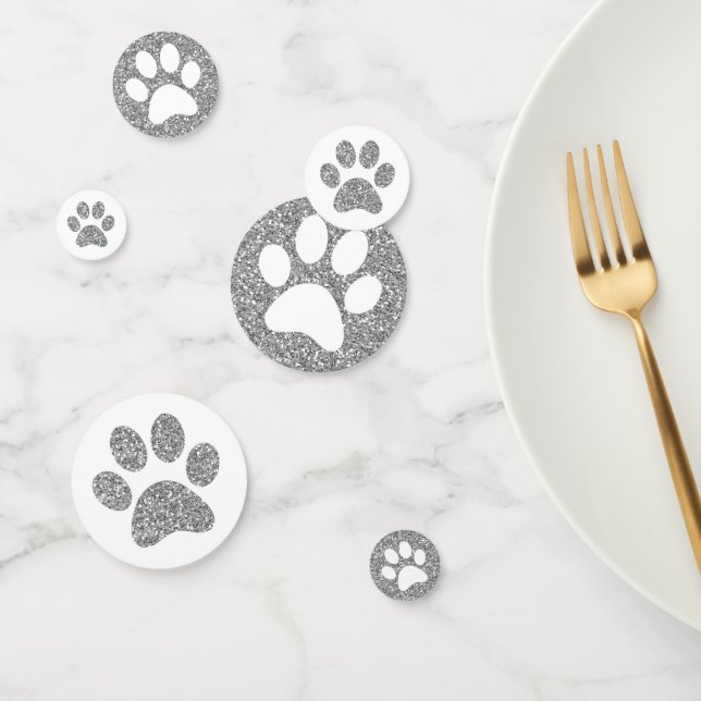 Tafelsprinkle für Tierpaws aus Silber-Glitzer Konfetti (Gruppe)