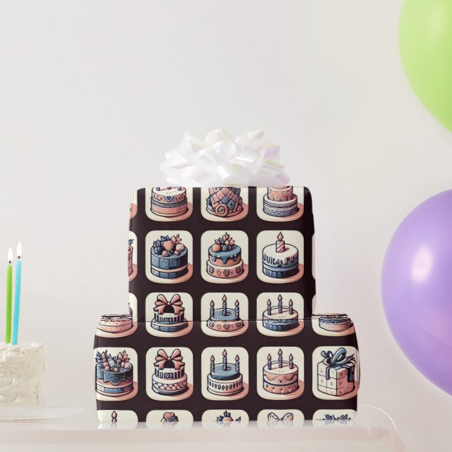 Tafelwerbung mit Geburtstagskuchen Geschenkpapier (Partygeschenke)