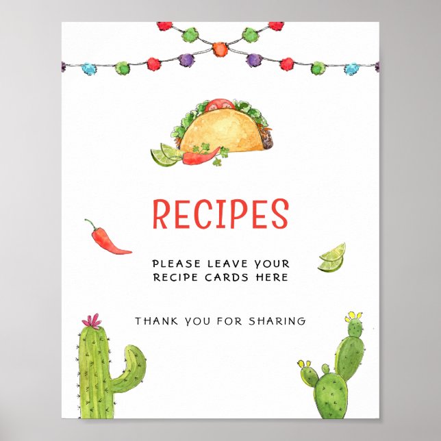 Tafelzeichen der mexikanischen Taco Recipe-Karte Poster (Vorne)