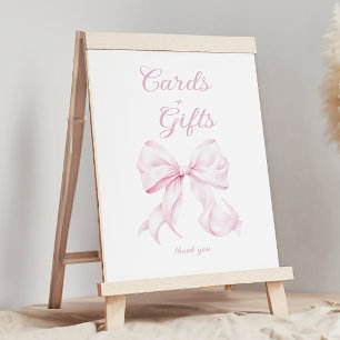 Tafelzeichen für rosa Bow-Karten und -Geschenke Poster