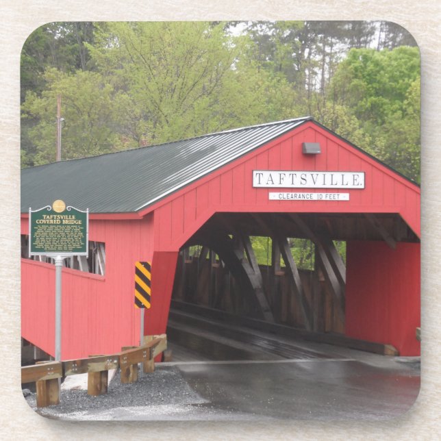 Taftsville überdachte Brücke, Vermont Getränkeuntersetzer (Vorderseite)