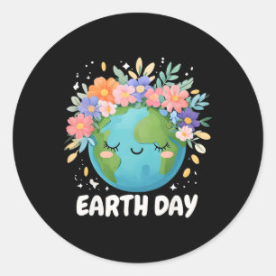 Tag 2 des Shirts der Erde Niedlich und der Planete Runder Aufkleber