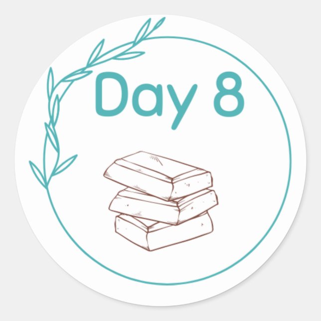 Tag 8 runder aufkleber (Vorderseite)