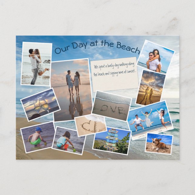 Tag am Beach Foto Collage Template Postkarte (Vorderseite)