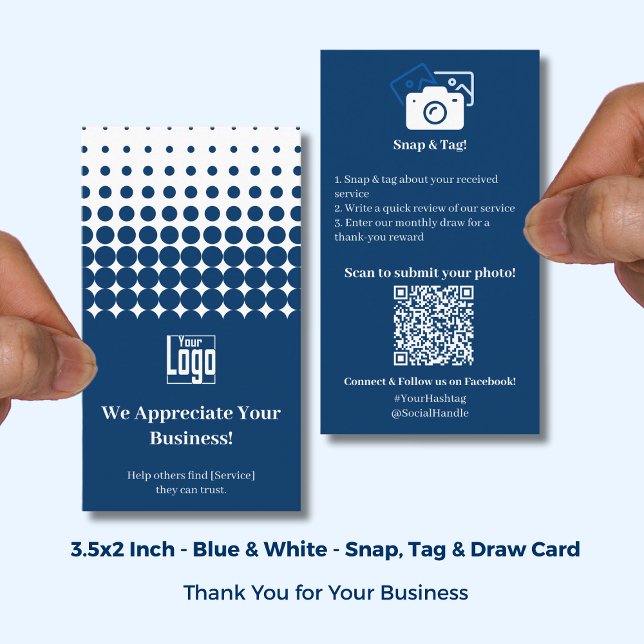 Tag-Benutzerinhalte mithilfe der Referenzkarte anz Empfehlungskarte (Snap Tag User Content Thank You Referral Card; Size: 3.5x2 Inch, Portrait Format)