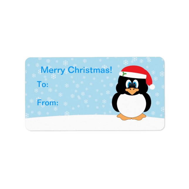 Tag cadeau de Noël Penguin Étiquette (Devant)