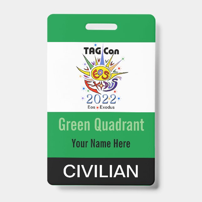 TAG Con 2022 - Grüner Quadrant - Ziviles Abzeichen Ausweis (Vorderseite)