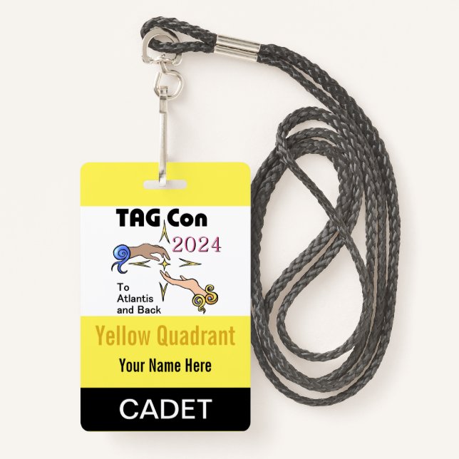 TAG Con 2024 - Gelber Quadrant - Abzeichen Cadet Ausweis (Vorderseite mit Schlüsselband)