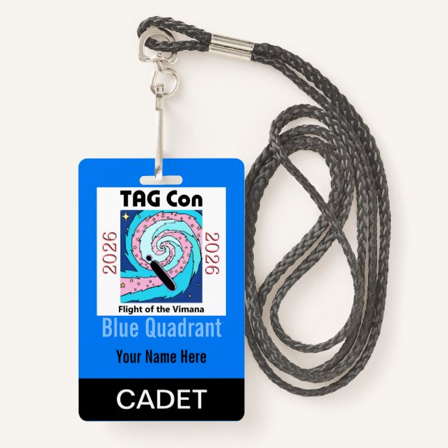 TAG Con 2026 - Blue Quadrant - Cadet Badge Ausweis (Vorderseite mit Schlüsselband)