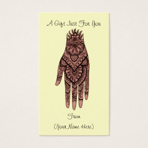 Tag de carte cadeau personnalisée Mehndi Hand Desi