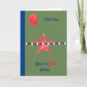 Tag der Arbeit, Grün mit Stern, Ballon, Imitate Gl Karte