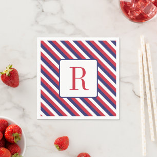 Tag der Arbeit Party Monogramm Rot Weiß und Blau Serviette