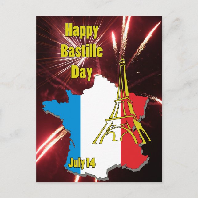 Tag der Bastille 14. Juli Postkarte (Vorderseite)
