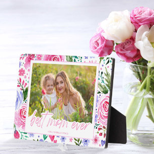 Tag der besten Mama je Wasserfarbenflora Fotoplatte