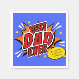 Tag der besten Vater je Comic Superhero Fathons Serviette