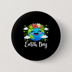 Tag der Erde 2026 florale Planet Umwelt Junge Mädc Button