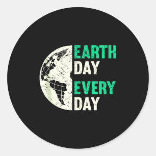 Tag der Erde jeden Tag bedrückter Globus Umwelt Runder Aufkleber