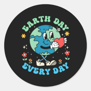 Tag der Erde Jeden Tag Niedlicher Planet Happy Ear Runder Aufkleber