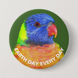 Tag der Erde Rainbow Lorikeet Parrot Button