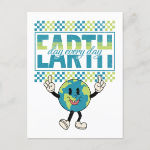 Tag der Erde Tag jeden Tag Retro-Design Postkarte