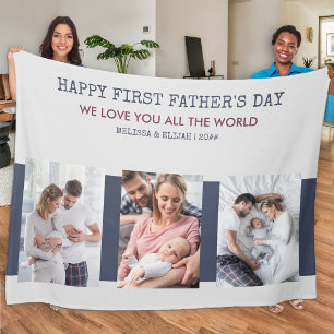 Tag der ersten Väter Grau und Blau 3 Foto Fleecedecke