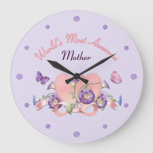 Tag der floralen Morning Glory Mütter Große Wanduhr