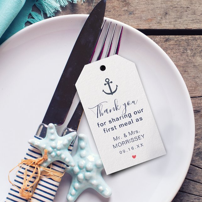Tag der Gastgeschenk Hochzeit Geschenkanhänger (First Meal Nautical Wedding Favor Tag)