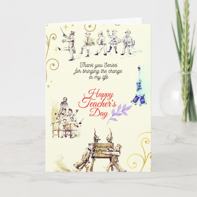 Tag der glücklichen Lehrer (festlich) - geklappte  Karte (Vorderseite)