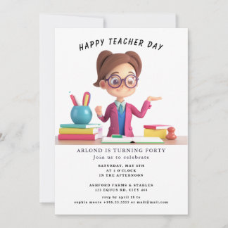 Tag der glücklichen Lehrerin Geburtstag Einladung