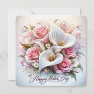 Tag der glücklichen Mütter mit Calla Lilies und Ro Feiertagskarte