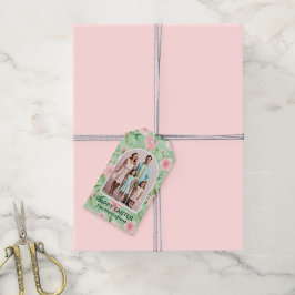 Tag der glücklichen Osterpastel Pink und grüne Blü Geschenkanhänger