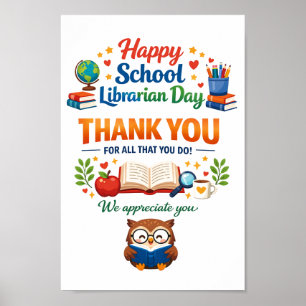 Tag der glücklichen Schulbibliothekare   Danke Bib Poster
