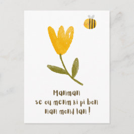 Tag der haitianischen Mutter : Blume und Biene im  Postkarte