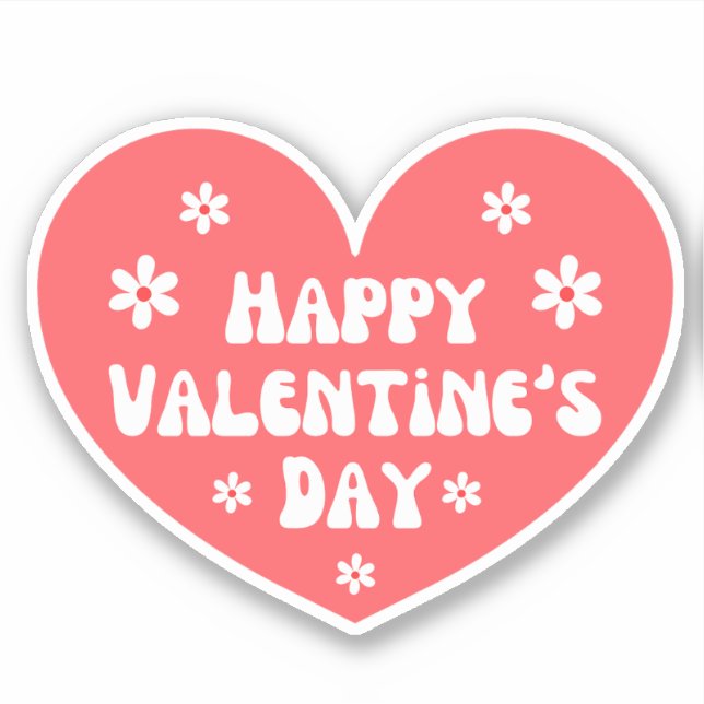 Tag der Happy Valentines, rotes, weißes Herz Aufkleber (Vorderseite)