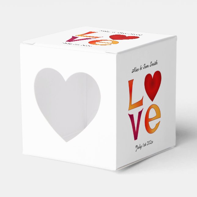 Tag der Hochzeitsfeier am benutzerdefinierten LIEB Geschenkschachtel (Vorderseite)
