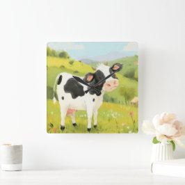 Tag der Kühe Quadratische Wanduhr