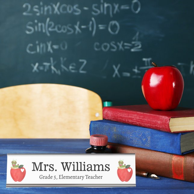 Tag der Lehrerbewertung, Niedlicher roter Apple, k Schreibtischnamensplakette (Von Creator hochgeladen)
