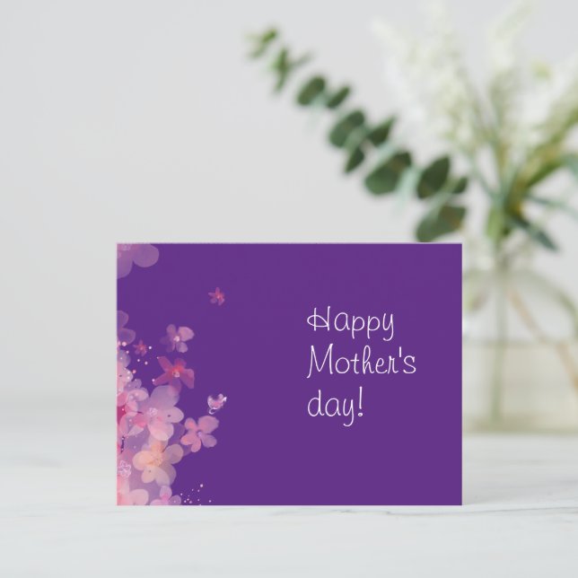 Tag der lila Blume Postkarte (Stehend Vorderseite)