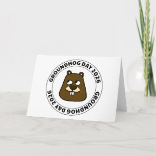 Tag der Murmeltiere 2026 mit Murmeltiergesicht Karte