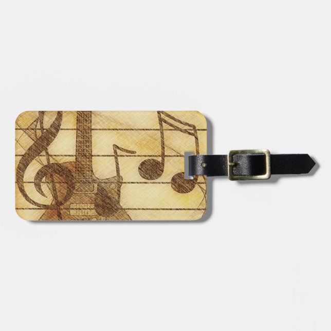 Tag der Musik und Gitarre Gepäckanhänger (Vorderseite horizontal)
