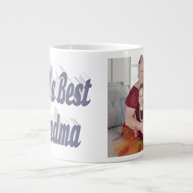 Tag der Mütter am grauen Foto Jumbo-Tasse (Vorderseite)