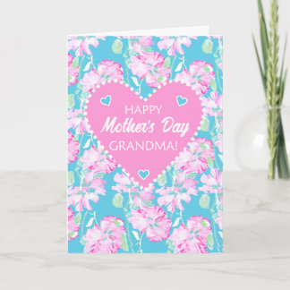 Tag der Mütter für Oma Rosa Rosen auf blau Karte