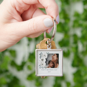 Tag der Mutter mit blühendem Foto Schlüsselanhänger