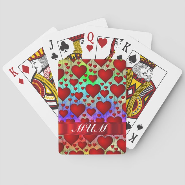 Tag der Mütter mit rotem Herz Spielkarten (Rückseite)