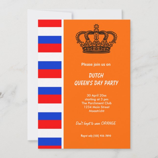 Tag der niederländischen Königin (Koninginnedag) Einladung (Vorderseite)