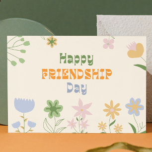 Tag der Pastellgrün und orangefarbenen Blumenfreun Feiertagspostkarte
