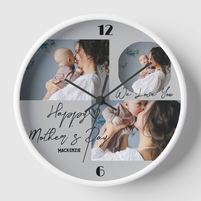 Tag der personalisierten Mütter, drei Fotos Kollab Uhr (Vorderseite)