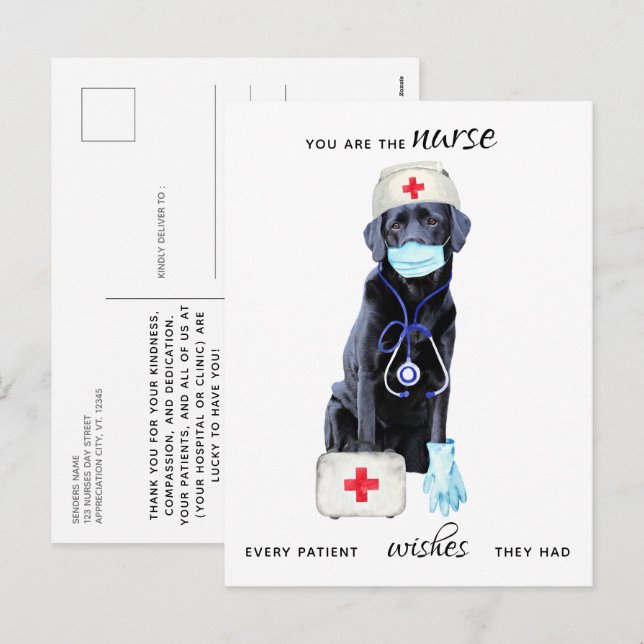 Tag der personalisierten Niedlichen Krankenpflege Feiertagspostkarte (Vorne/Hinten)